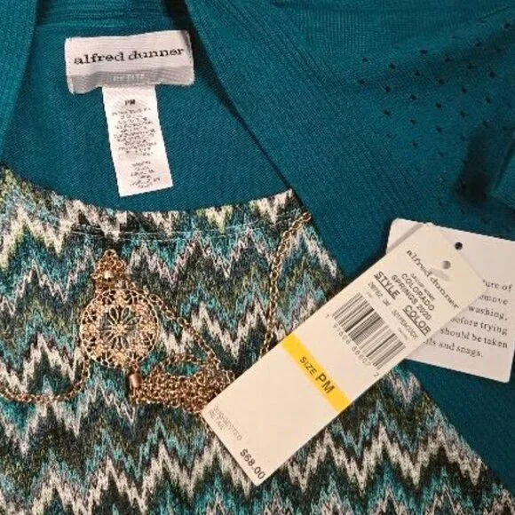 NWT Alfred Dunner sz PM twinset (shirt with attached cardigan) - Picture 3 of 3